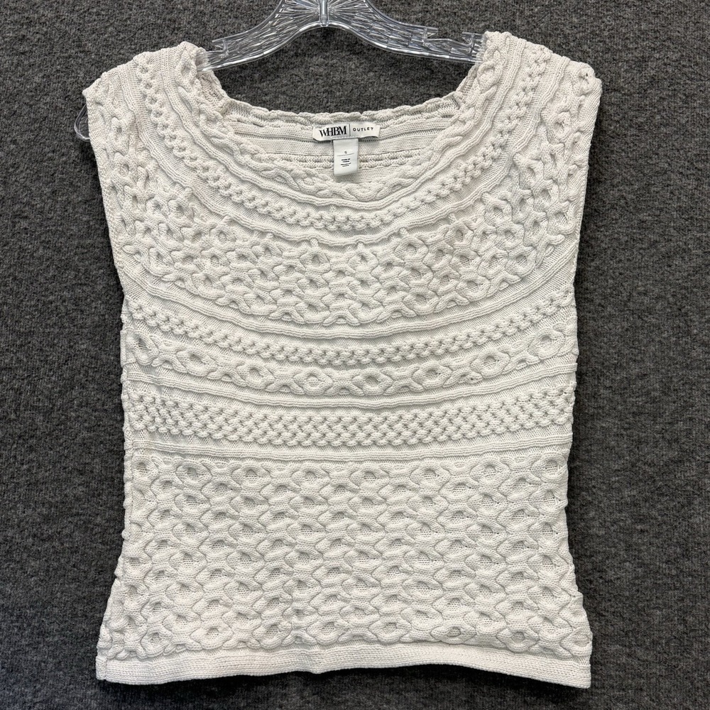 WHBM Cable Knit Sweater Vest Size S Coastal Grandma Quiet Luxury Old Money Layer